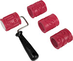 Amaco Textured Clay Roller/Handle Set of Four Sleeves and One Handle
